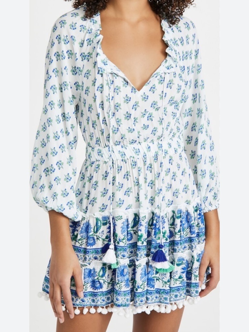 Playa Lucila Floral Print Blue Bohemian Mini Dress